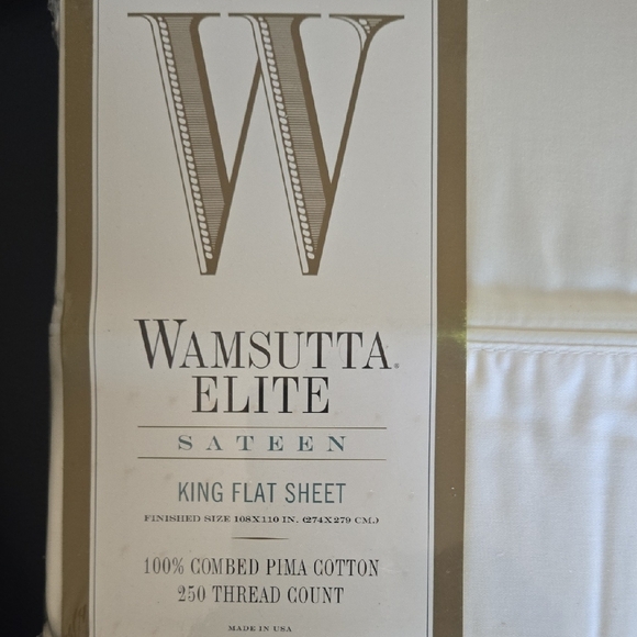 Wamsutta Elite Sateen King Flat Sheet + 2 King Pillowcases / Cream (NWT) - Picture 4 of 7
